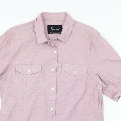 Mens UK Size L Topman Pink  Button-Up Short Sleeve Casual Shirt