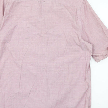 Mens UK Size L Topman Pink  Button-Up Short Sleeve Casual Shirt