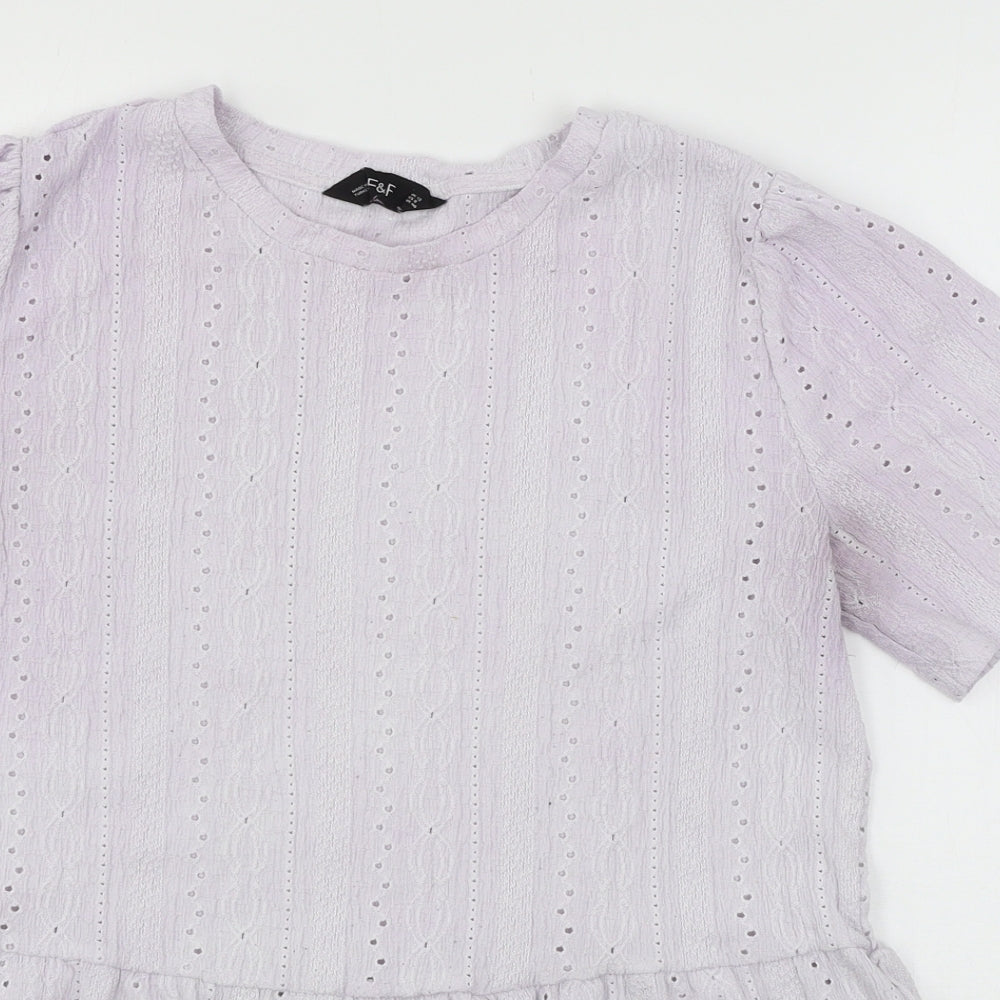 F&F Womens Purple  Jersey Basic T-Shirt Size 12