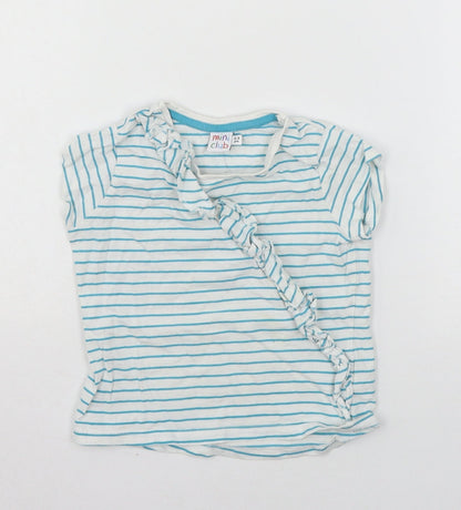 Mini Club Girls White Striped Jersey Basic T-Shirt Size 3-4 Years