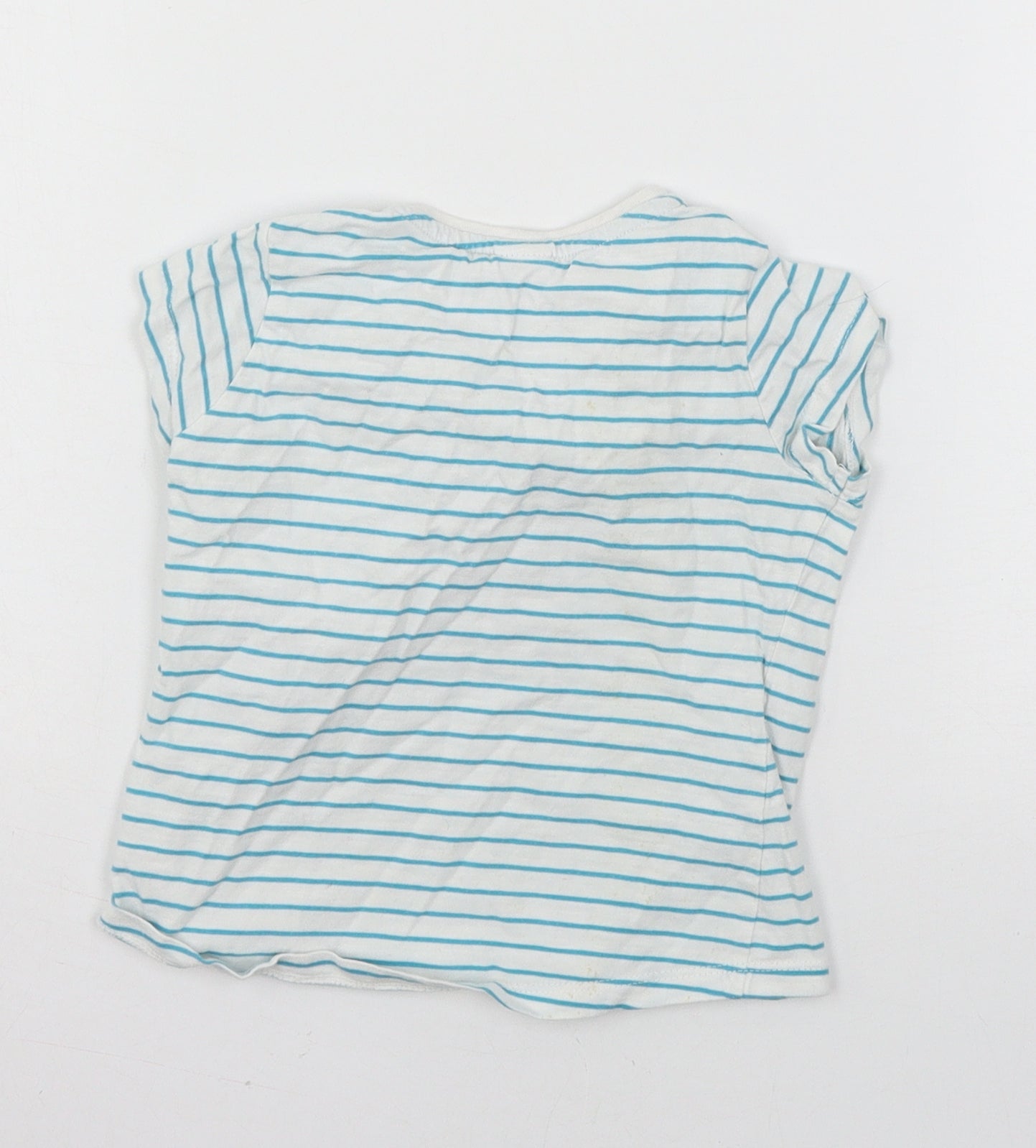 Mini Club Girls White Striped Jersey Basic T-Shirt Size 3-4 Years