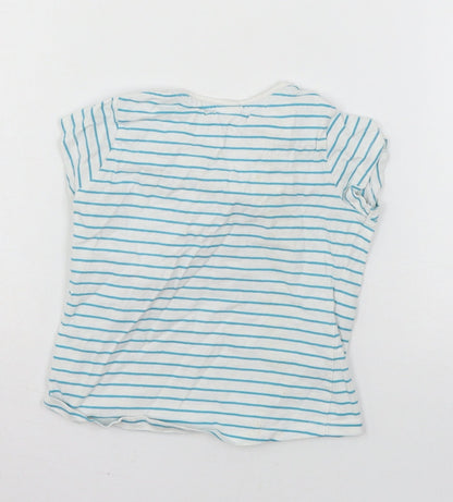 Mini Club Girls White Striped Jersey Basic T-Shirt Size 3-4 Years