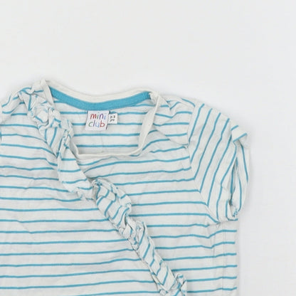 Mini Club Girls White Striped Jersey Basic T-Shirt Size 3-4 Years