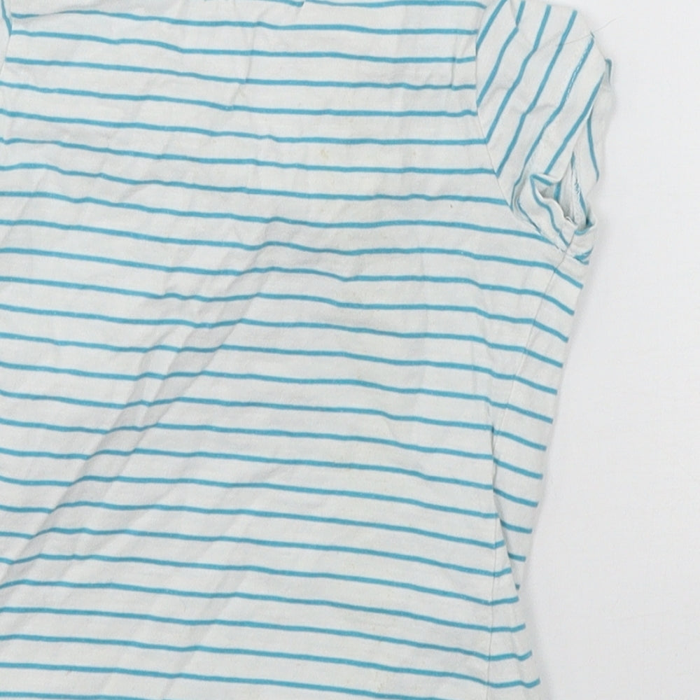 Mini Club Girls White Striped Jersey Basic T-Shirt Size 3-4 Years