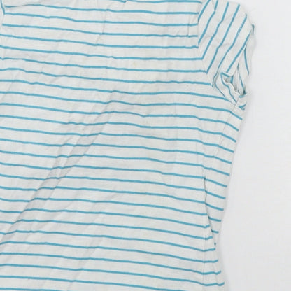 Mini Club Girls White Striped Jersey Basic T-Shirt Size 3-4 Years