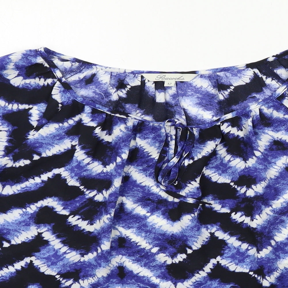 Womens UK Size 12 Peacocks Blue Basic Blouse