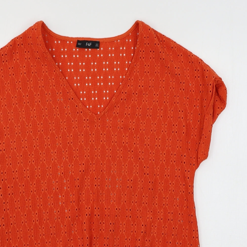 F&F Womens Orange   Basic T-Shirt Size 10