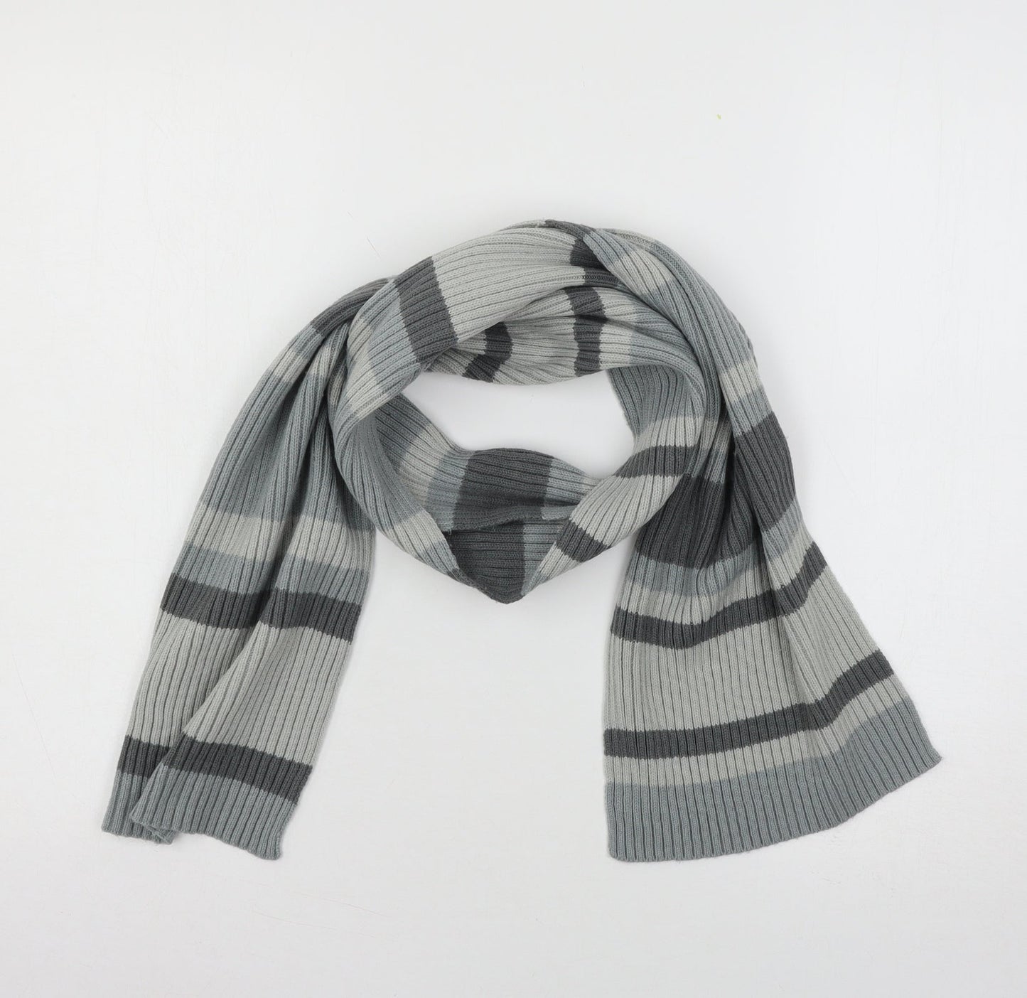 Preworn Mens Blue Striped Knit Rectangle Scarf Scarf One Size