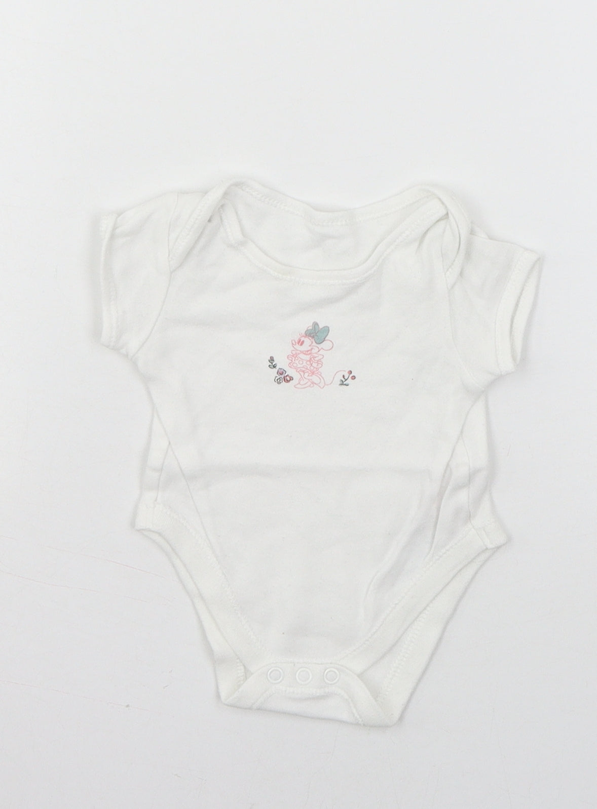 Disney Baby White  Jersey Babygrow One-Piece Size 0-3 Months  - Minnie Mouse