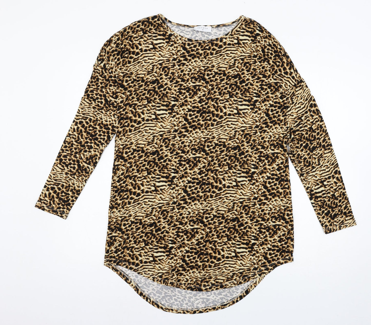 Papaya Womens Brown Animal Print Jersey T-Shirt Dress  Size 10
