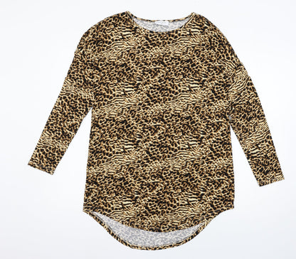 Papaya Womens Brown Animal Print Jersey T-Shirt Dress  Size 10