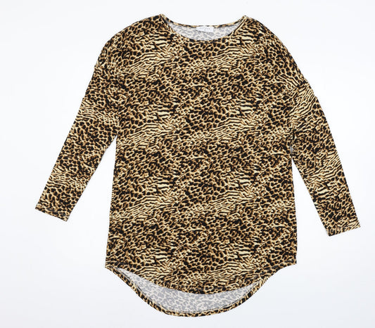 Papaya Womens Brown Animal Print Jersey T-Shirt Dress  Size 10
