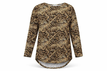 Front view of Papaya women’s brown animal print jersey t-shirt dress, size UK 10