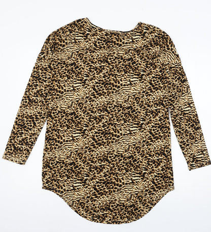 Papaya Womens Brown Animal Print Jersey T-Shirt Dress  Size 10