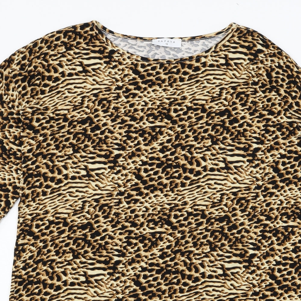 Papaya Womens Brown Animal Print Jersey T-Shirt Dress  Size 10