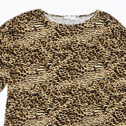 Papaya Womens Brown Animal Print Jersey T-Shirt Dress  Size 10