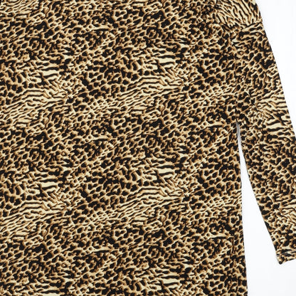 Papaya Womens Brown Animal Print Jersey T-Shirt Dress  Size 10