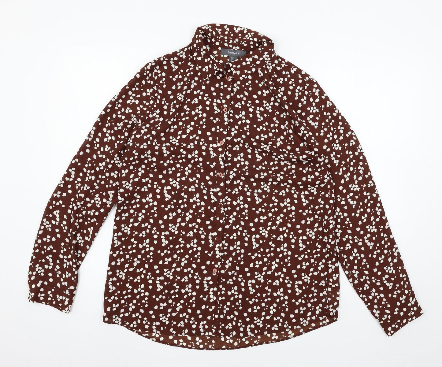 Primark Womens Brown Animal Print  Basic Button-Up Size 12