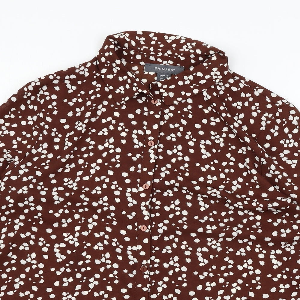 Primark Womens Brown Animal Print  Basic Button-Up Size 12