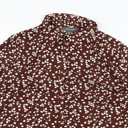 Primark Womens Brown Animal Print  Basic Button-Up Size 12