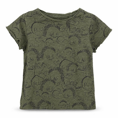 Front view of Next Baby Green Jersey Basic T-Shirt, size 9-12, Months - Dinosaur