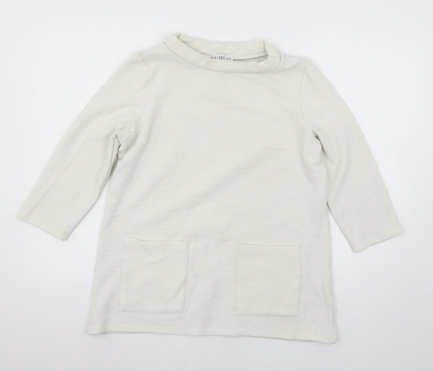 Womens UK Size M Gallery Ivory Basic T-Shirt