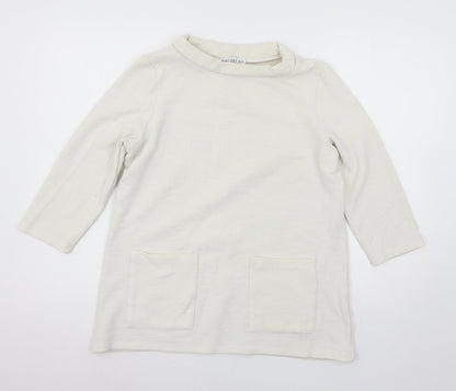 Womens UK Size M Gallery Ivory Basic T-Shirt