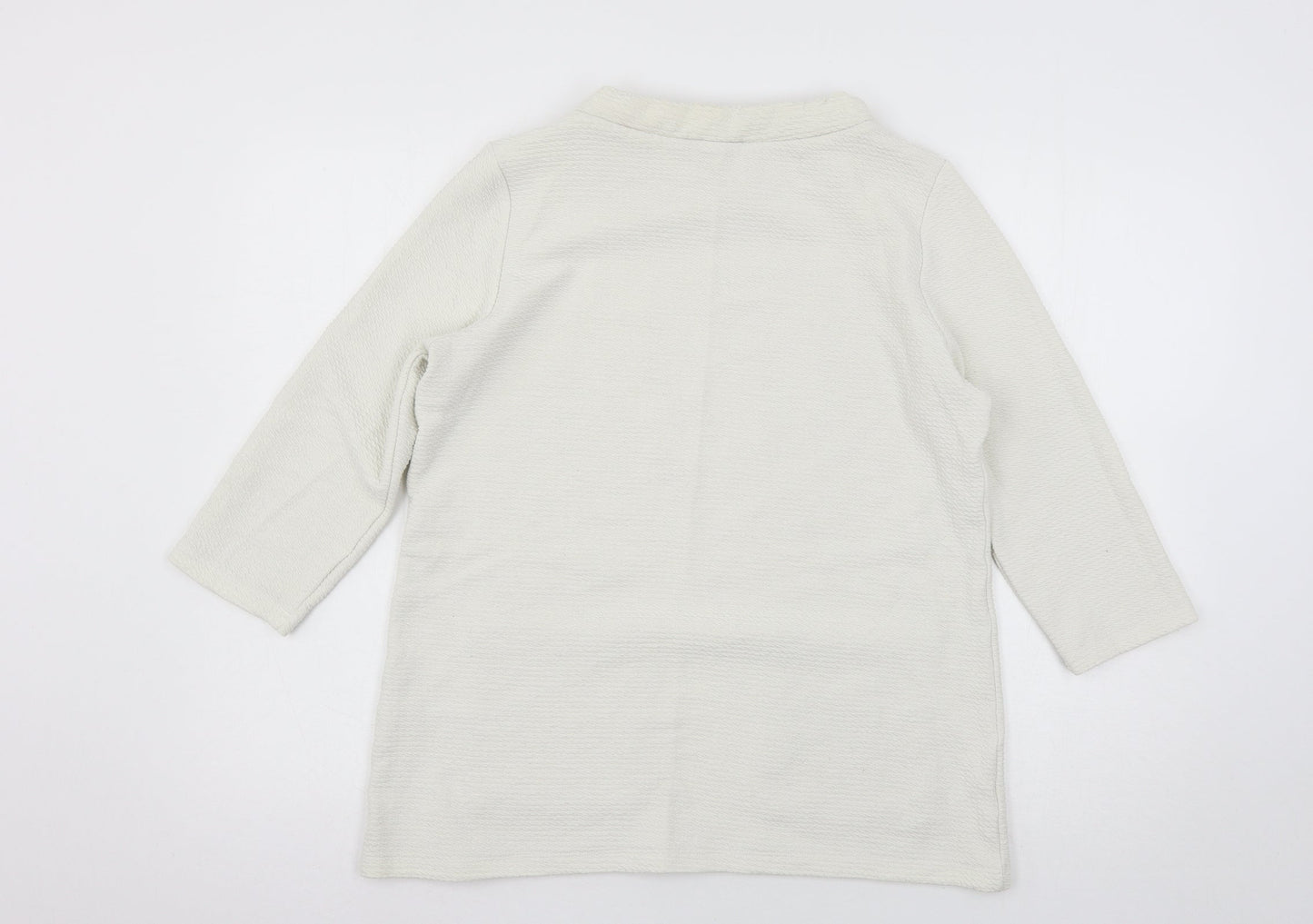 Womens UK Size M Gallery Ivory Basic T-Shirt