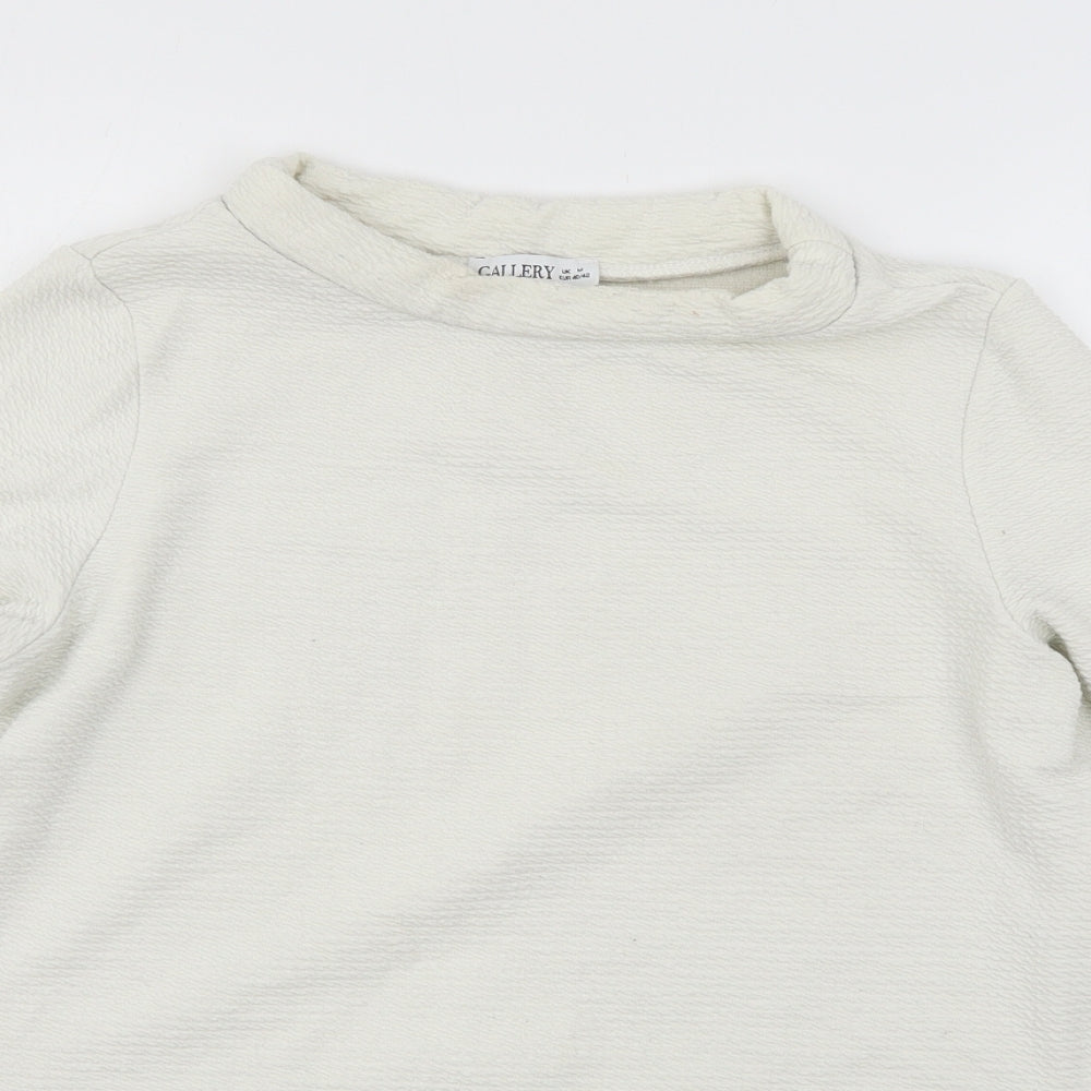 Womens UK Size M Gallery Ivory Basic T-Shirt