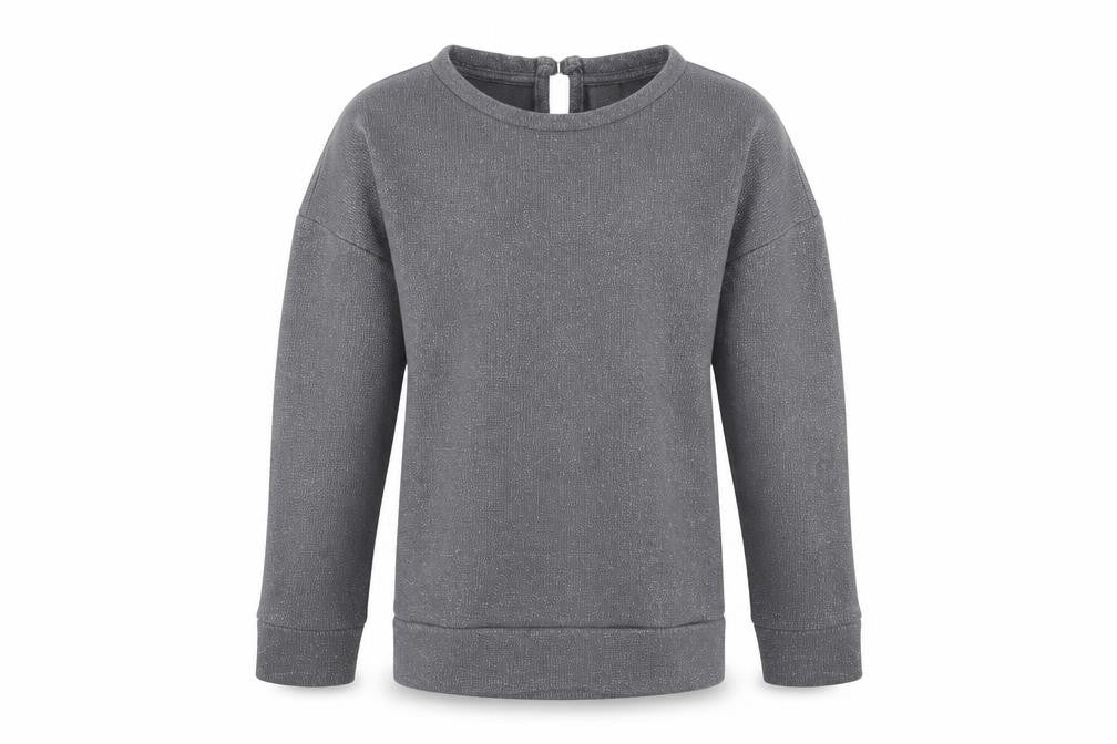 Front view of Tu girls’ grey jersey pullover sweatshirt, size 7, years