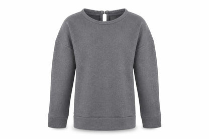 Front view of Tu girls’ grey jersey pullover sweatshirt, size 7, years