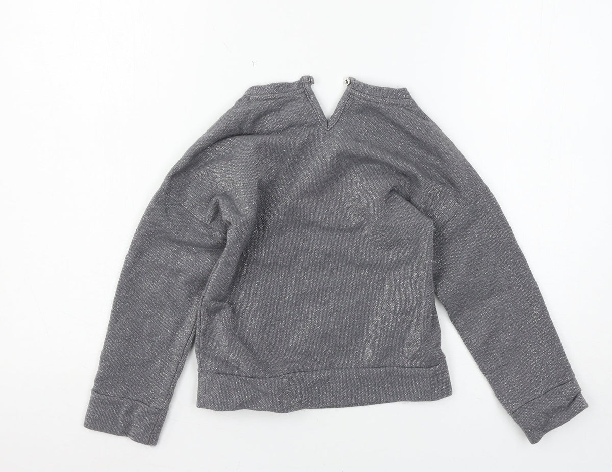 Back view of Tu girls’ grey jersey pullover sweatshirt, size 7, years