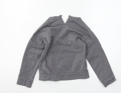 Back view of Tu girls’ grey jersey pullover sweatshirt, size 7, years