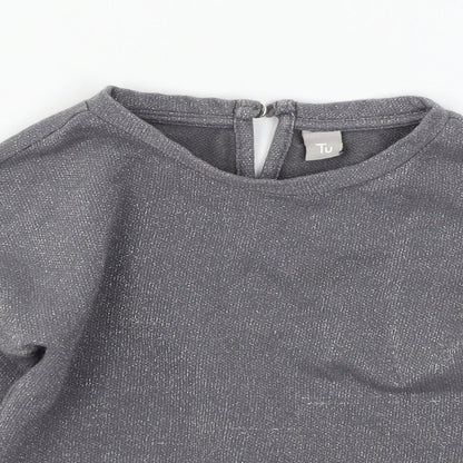 Close-up detail of Tu girls’ grey jersey pullover sweatshirt, size 7, years