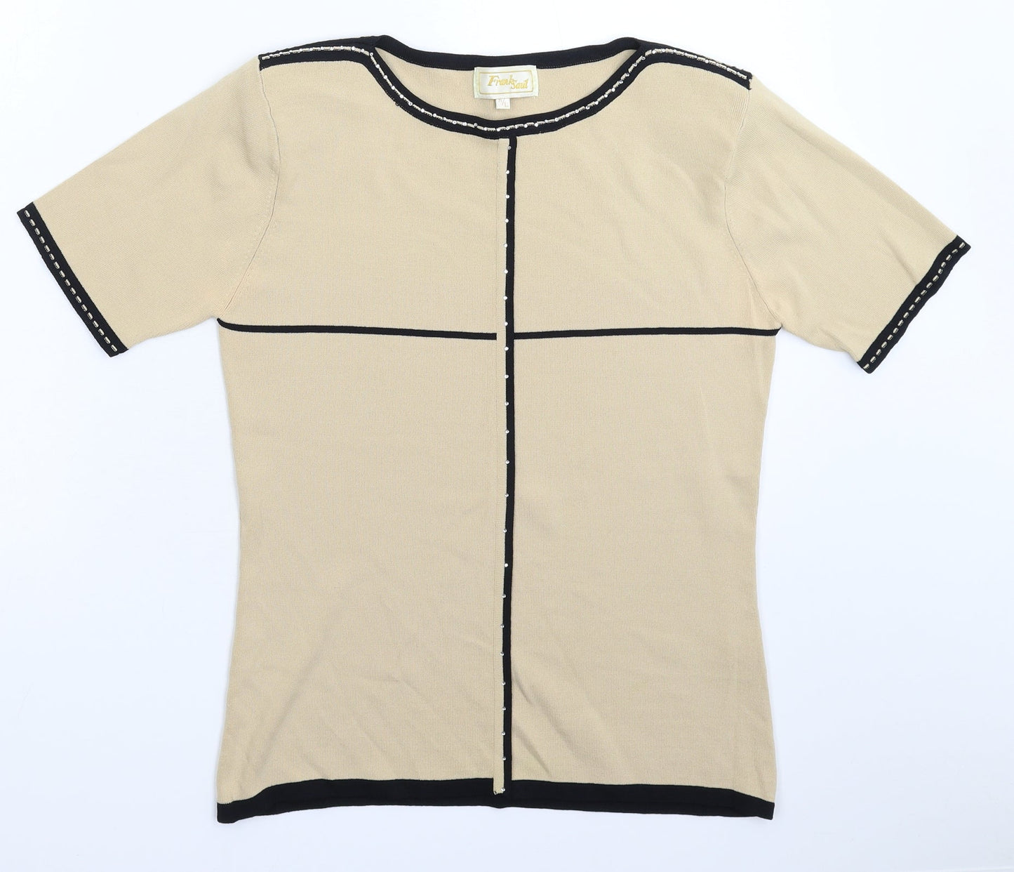 Frank Saul Womens Beige  Knit Pullover Jumper Size L