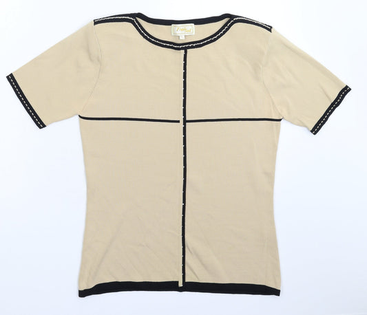 Frank Saul Womens Beige  Knit Pullover Jumper Size L