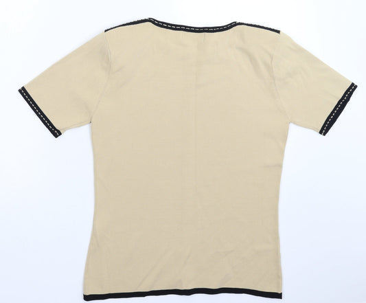 Frank Saul Womens Beige  Knit Pullover Jumper Size L