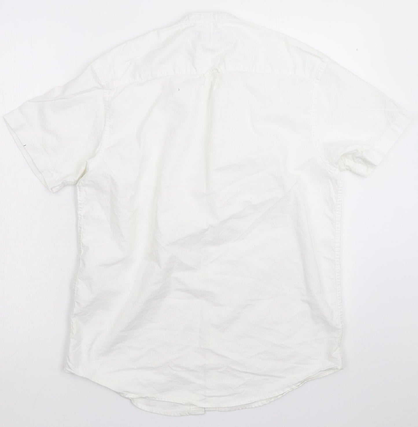 Mens UK Size M Cedar Wood State White  Button-Up Short Sleeve Casual Shirt