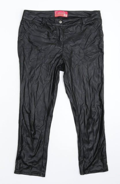 Womens UK Size 12 South Slim Fit Cropped Black Trousers