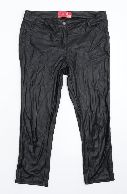 Womens UK Size 12 South Slim Fit Cropped Black Trousers