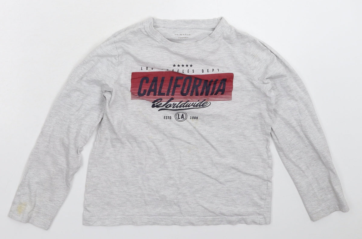 Additional front view of Primark boys’ grey basic t-shirt, size 8-9, years