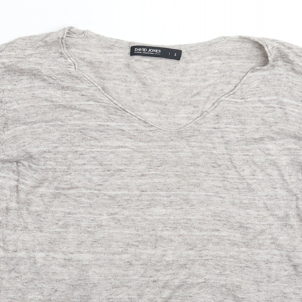 Close-up detail of David Jones women’s grey knit jumper, size S