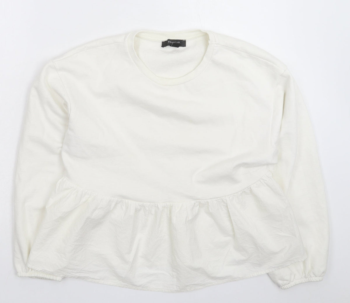 Additional front view of Primark women’s white pullover sweatshirt, size UK 12