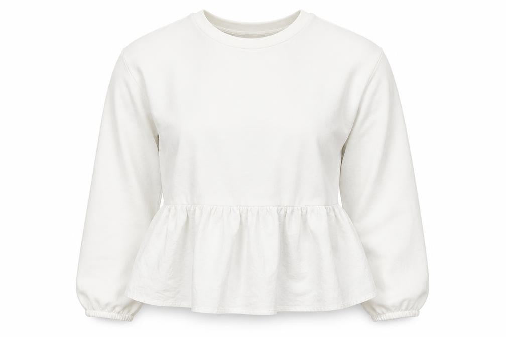 Front view of Primark women’s white pullover sweatshirt, size UK 12