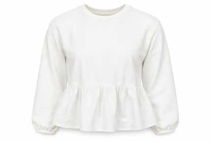 Front view of Primark women’s white pullover sweatshirt, size UK 12