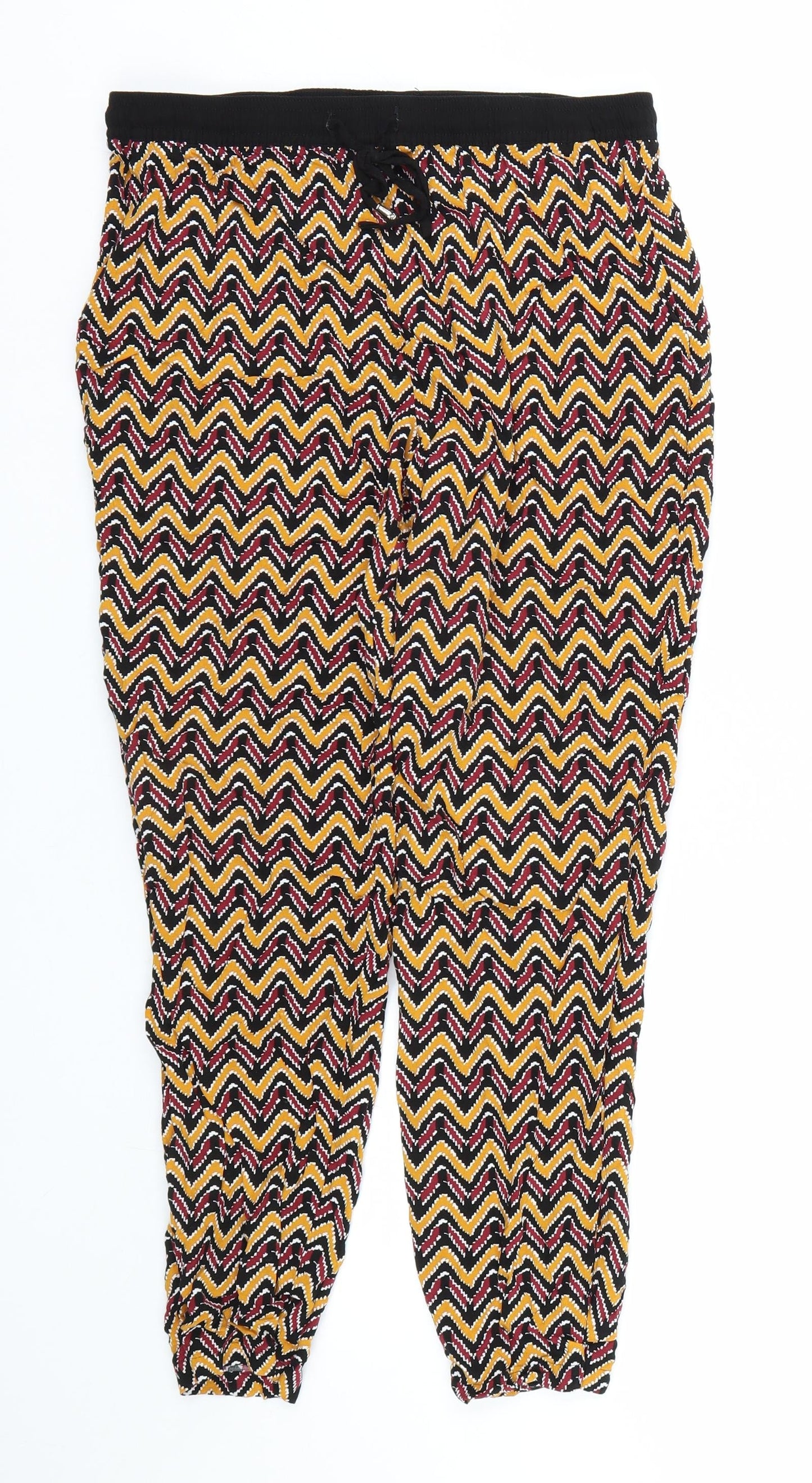 Womens UK Size 12 Papaya Regular Fit Capri Yellow Trousers