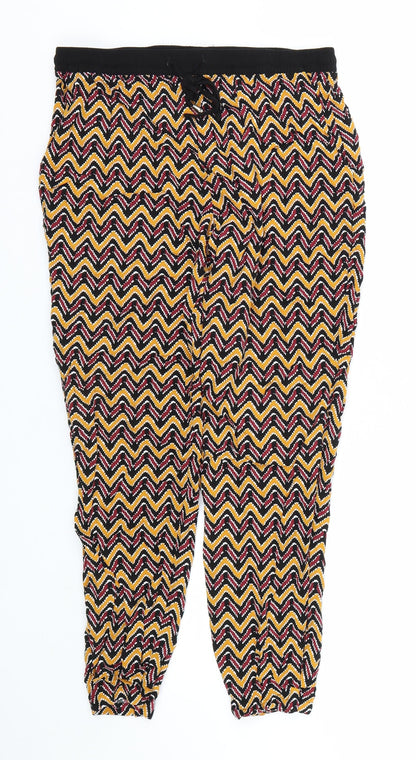 Womens UK Size 12 Papaya Regular Fit Capri Yellow Trousers