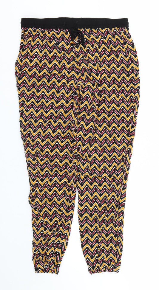 Womens UK Size 12 Papaya Regular Fit Capri Yellow Trousers
