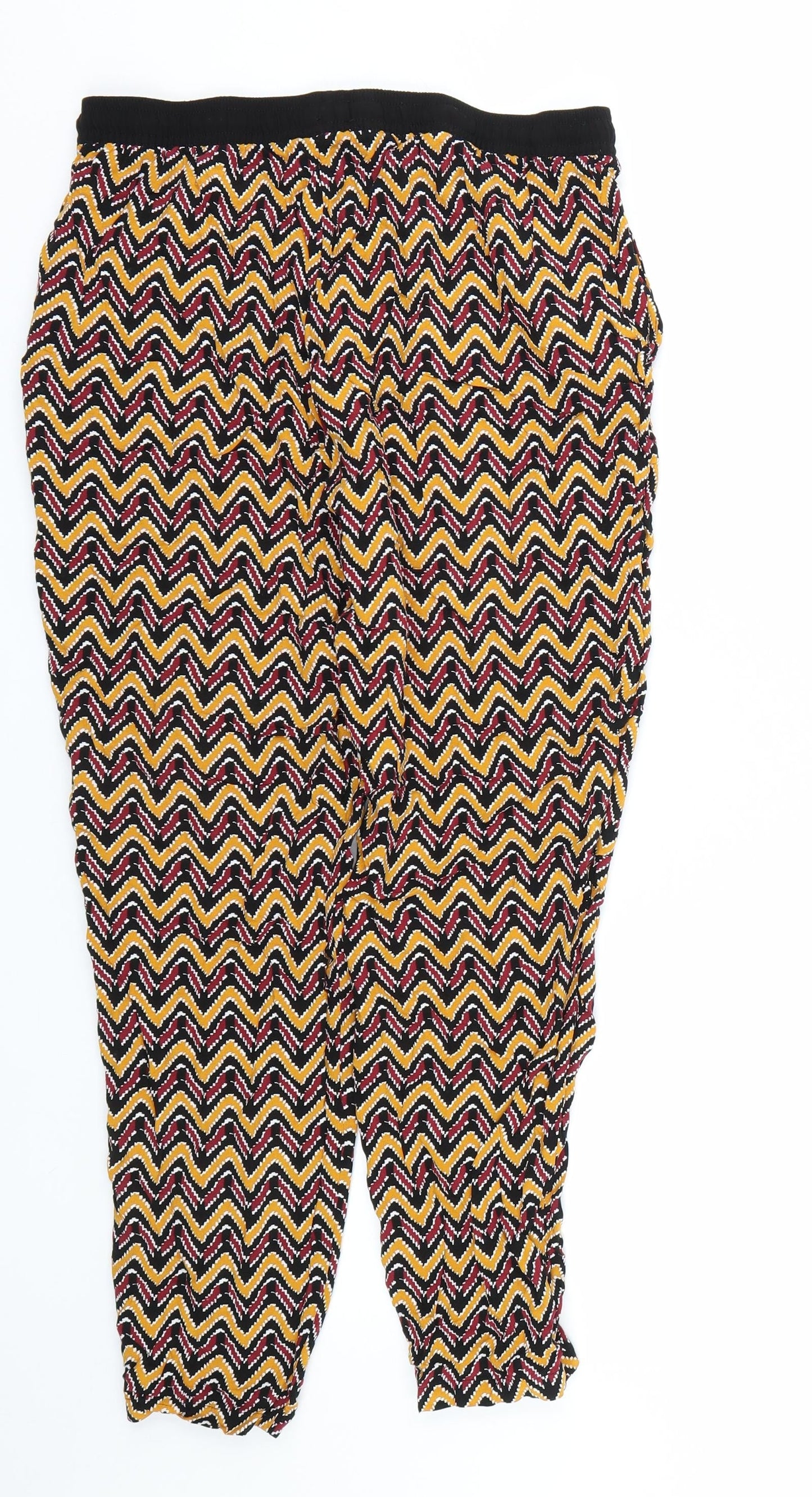 Womens UK Size 12 Papaya Regular Fit Capri Yellow Trousers