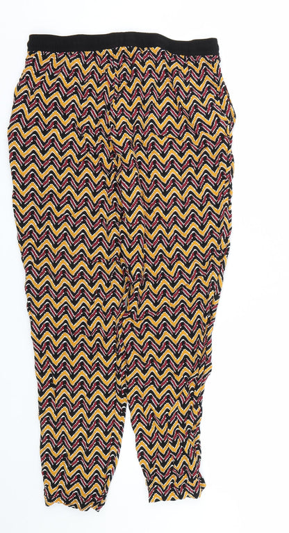 Womens UK Size 12 Papaya Regular Fit Capri Yellow Trousers
